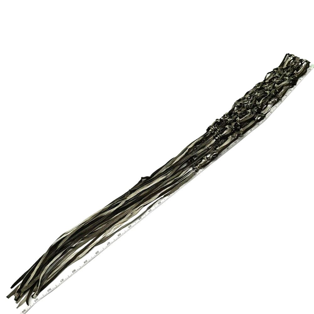Women's Brown Tan Macrame Braided Ribbon Self Tie Waist Belt Tassel Fairy Boho - Picture 5 of 6
